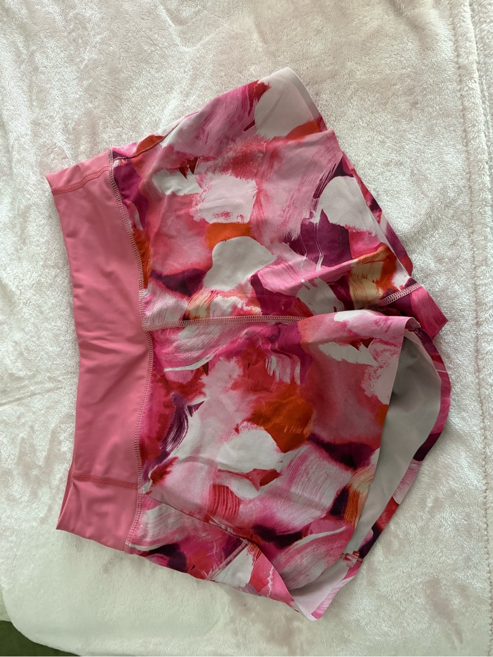 Athleta Pink & Orange Abstract Athletic Shorts